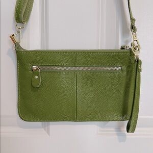 Green Crossbody/Wristlet with Gold Hardware